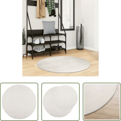 vidaXL Tappeto antiscivolo -  Tappeto IZA a Pelo Corto con Aspetto Scandinavo Crema Ø 100 cm