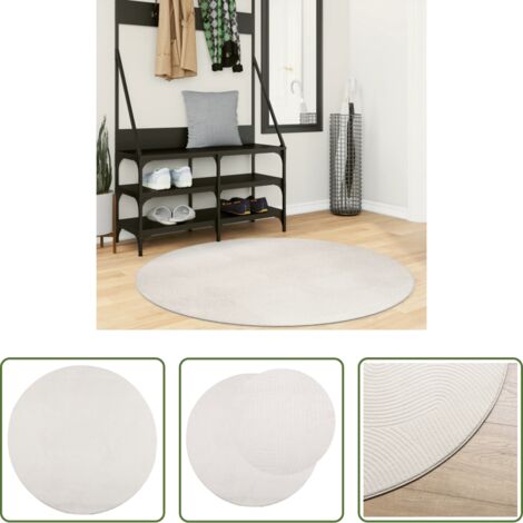 vidaXL Tappeto antiscivolo -  Tappeto IZA a Pelo Corto con Aspetto Scandinavo Crema Ø 120 cm