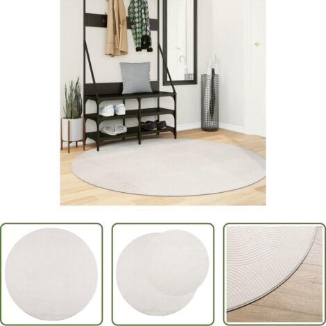 vidaXL Tappeto antiscivolo -  Tappeto IZA a Pelo Corto con Aspetto Scandinavo Crema Ø 160 cm
