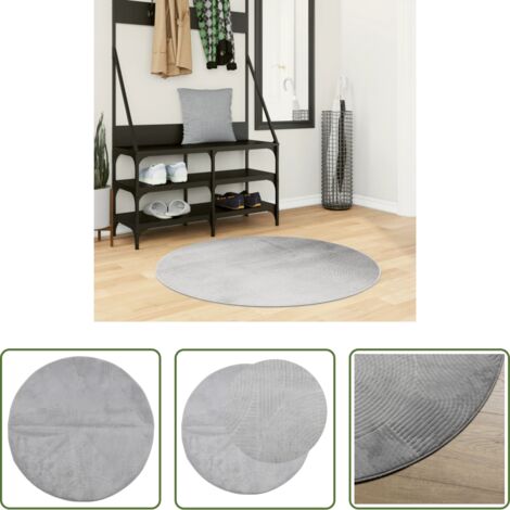 vidaXL Tappeto antiscivolo -  Tappeto IZA a Pelo Corto con Aspetto Scandinavo Grigio Ø 100 cm