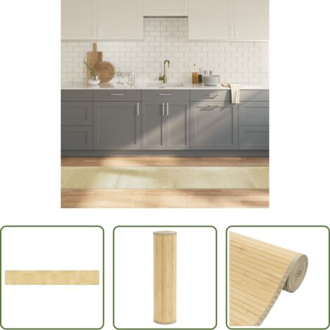 vidaXL Tappeto antiscivolo -  Tappeto Rettangolare Natura Chiaro 60x400 cm in Bambù