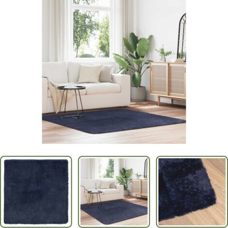 vidaXL Tappeto antiscivolo -  Tappeto Shaggy a Pelo Lungo NAVARRA Blu Marino 160x160 cm