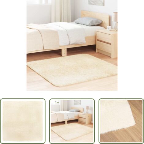 vidaXL Tappeto antiscivolo -  Tappeto Shaggy a Pelo Lungo NAVARRA Crema 120x120 cm poliestere