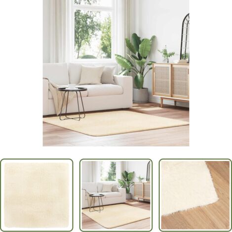vidaXL Tappeto antiscivolo -  Tappeto Shaggy a Pelo Lungo NAVARRA Crema 160x160 cm poliestere