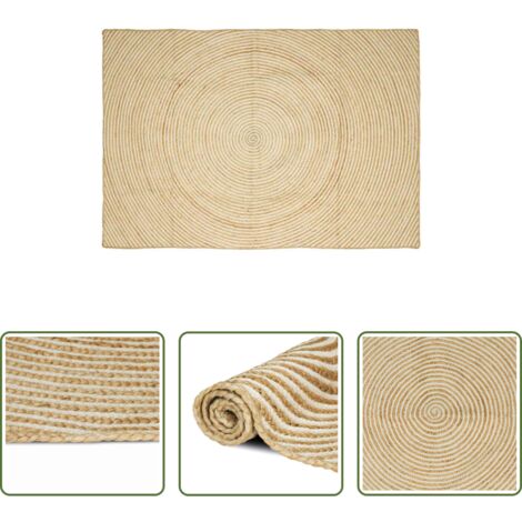 vidaXL Tappeto bianco -  Tappeto Naturale e Bianco 200 x 290 cm Juta