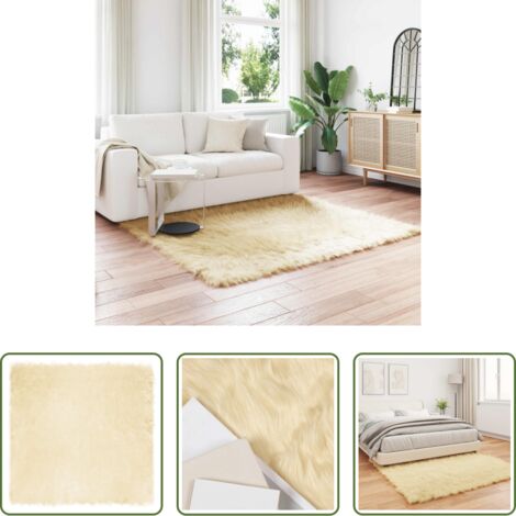 vidaXL Tappeto caldo -  Tappeto Pecora Tafalla Crema 160 x 160 cm Poliestere