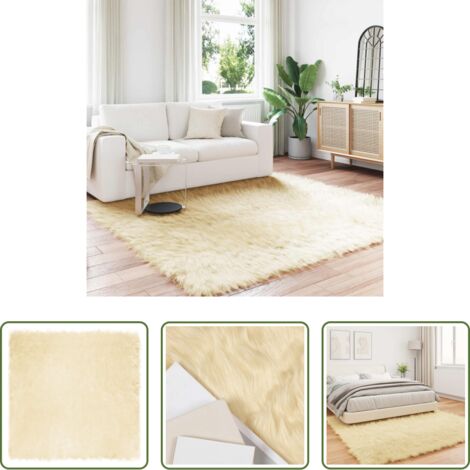 vidaXL Tappeto caldo -  Tappeto Pecora Tafalla Crema 200 x 200 cm Poliestere