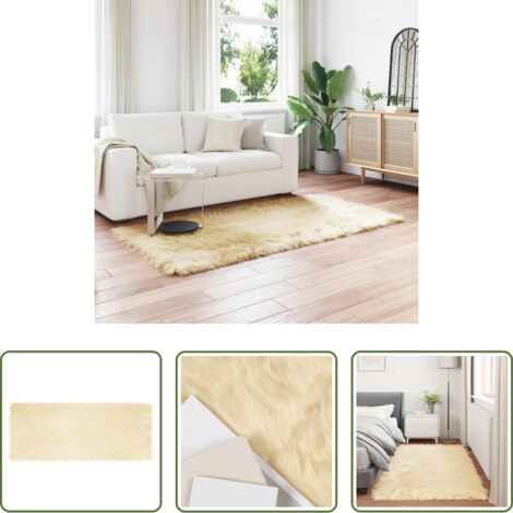 vidaXL Tappeto caldo -  Tappeto Pecora Tafalla Crema 80 x 200 cm Poliestere