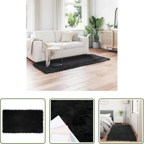 vidaXL Tappeto caldo -  Tappeto Pecora Tafalla Nero 100 x 200 cm Poliestere