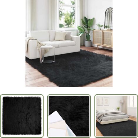 vidaXL Tappeto caldo -  Tappeto Pecora Tafalla Nero 240 x 240 cm Poliestere