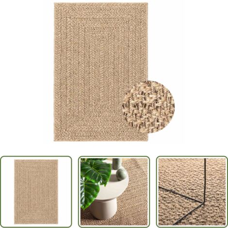 vidaXL Tappeto con effetto juta -  Tappeto ZIZUR Beige 120x120 cm Aspetto Iuta Interni ed Esterni