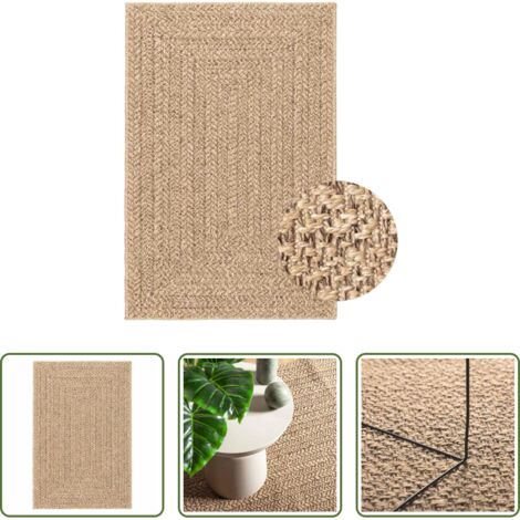 vidaXL Tappeto con effetto juta -  Tappeto ZIZUR Beige 140x200 cm Aspetto Iuta Interni ed Esterni