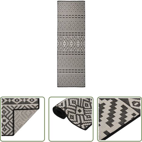 vidaXL Tappeto da balcone -  Tappeto da Esterni a Tessitura Piatta 80x250 cm Strisce Nere