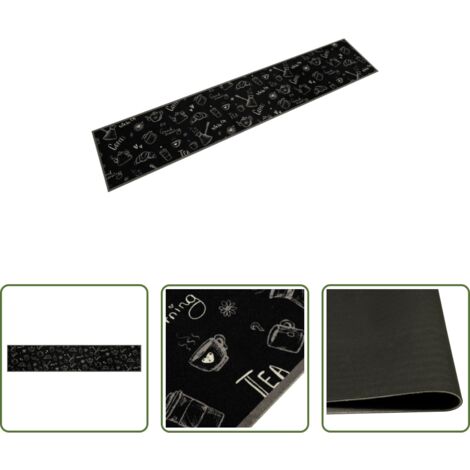 vidaXL Tappeto da cucina nero mattutino -  Tappeto da Cucina Lavabile Nero Mattutino 60x300 cm in Velluto