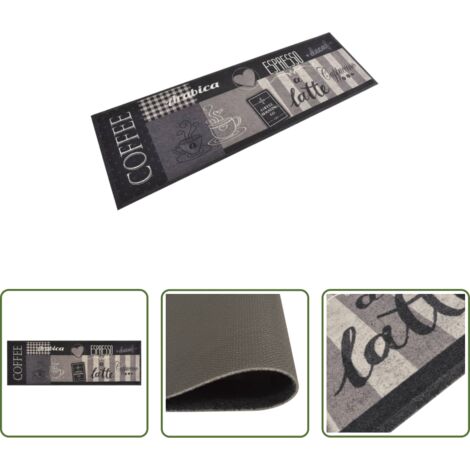 vidaXL Tappeto da cucina velluto -  Tappeto da Cucina Lavabile Nero Caffè 60x180 cm Velluto
