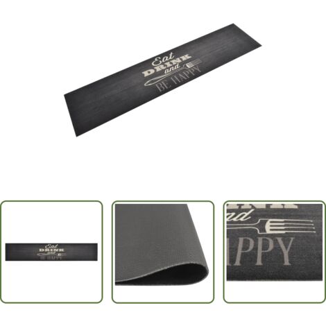 vidaXL Tappeto da cucina velluto -  Tappeto da Cucina Lavabile Nero Cucina 60x300 cm Velluto