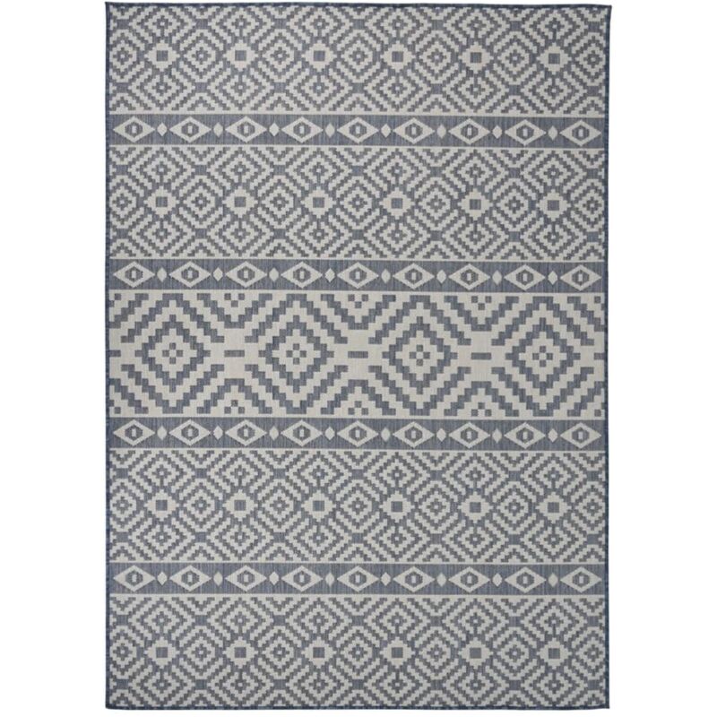 Vidaxl - Tappeto da Esterni, Tappeto da Balcone Terrazza a Tessitura Piatta 120x170 cm Strisce Blu