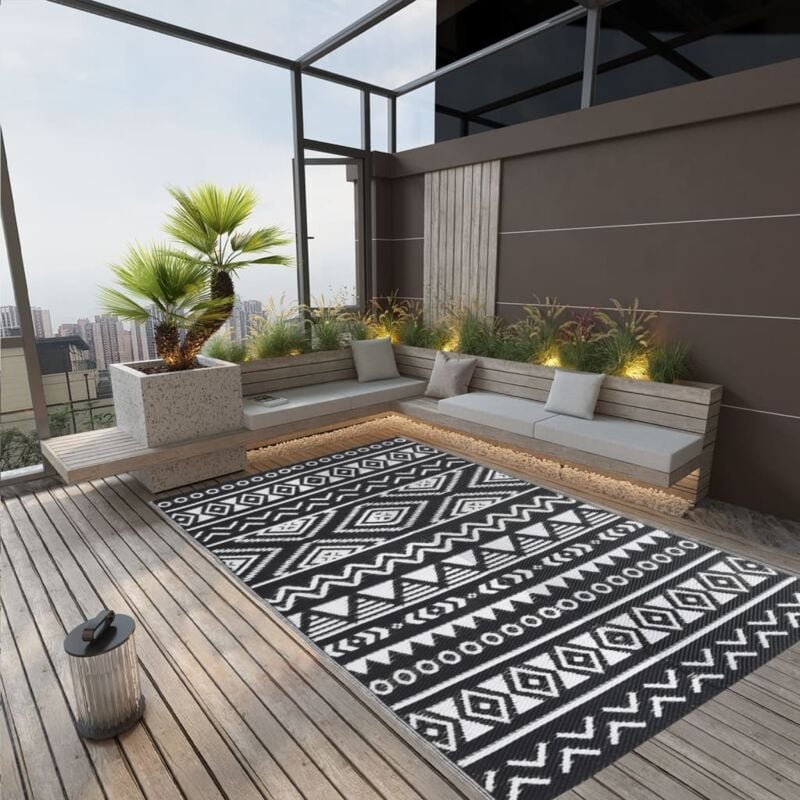 Tappeto da Esterni, Tappeto da Balcone Terrazza Nero 190x290 cm in pp Vidaxl