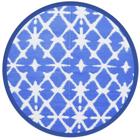 vidaXL Tappeto da Esterno ARAKIL Blu e Bianco Ø160 cm in PP