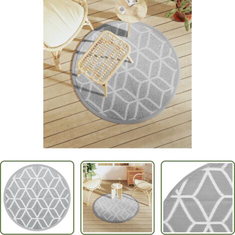 vidaXL Tappeto da giardino -  Tappeto da Esterno ARAKIL Grigio Ø120 cm in PP