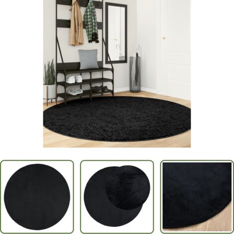 vidaXL Tappeto da soggiorno -  Tappeto OVIEDO a Pelo Corto Nero Ø 200 cm