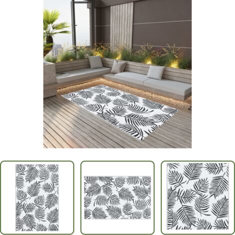 vidaXL Tappeto da terrazza -  Tappeto da Esterni ARAKIL Bianco e Nero 190x290 cm in PP