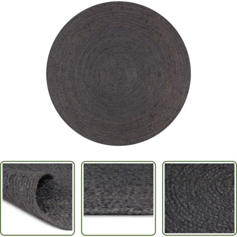 vidaXL Tappeto in juta intrecciata -  Tappeto Lavorato a Mano in Juta Rotondo 90 cm Grigio Scuro