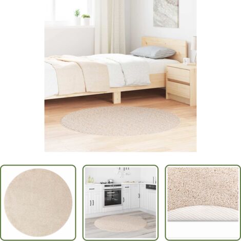 vidaXL Tappeto in PP -  Tappeto Shaggy Antiscivolo Crema 120 x 120 cm PP
