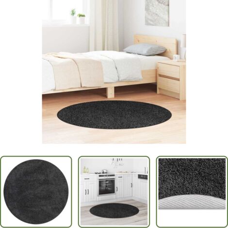 vidaXL Tappeto in PP -  Tappeto Shaggy Antiscivolo Grigio scuro 120 x 120 cm PP