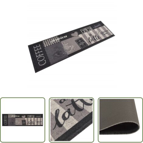 vidaXL Tappeto in velluto -  Tappeto da Cucina Lavabile Nero Caffè 45x150 cm Velluto