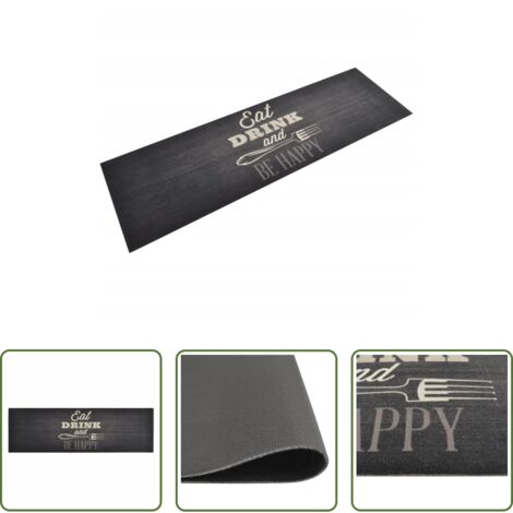 vidaXL Tappeto in velluto -  Tappeto da Cucina Lavabile Nero Cucina 60x180 cm Velluto