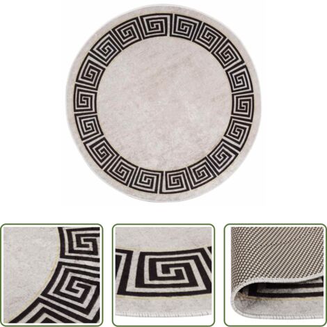 vidaXL Tappeto in velluto -  Tappeto Lavabile φ120 cm Beige Chiaro Antiscivolo