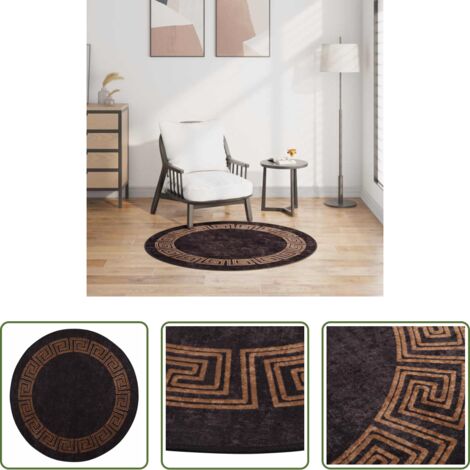 vidaXL Tappeto in velluto -  Tappeto Lavabile φ120 cm Nero e Oro