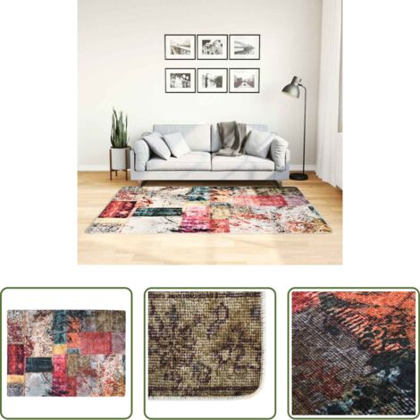 vidaXL Tappeto in velluto -  Tappeto Lavabile Patchwork 120x180 cm Multicolore