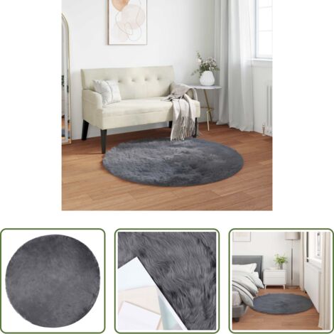 vidaXL Tappeto invernale -  Tappeto Pecora Tafalla Antracite Ø 100 cm Poliestere