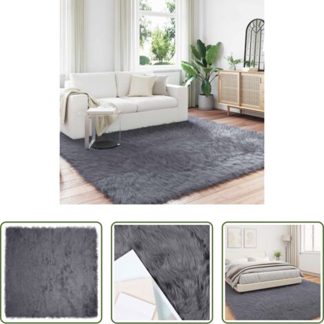 vidaXL Tappeto invernale -  Tappeto Pecora Tafalla Antracite 200 x 200 cm Poliestere