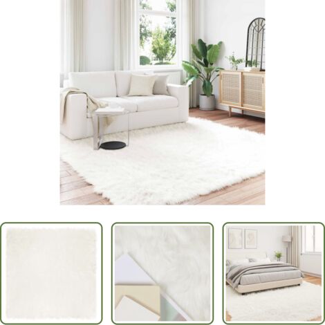 vidaXL Tappeto invernale -  Tappeto Pecora Tafalla Bianco 200 x 200 cm Poliestere