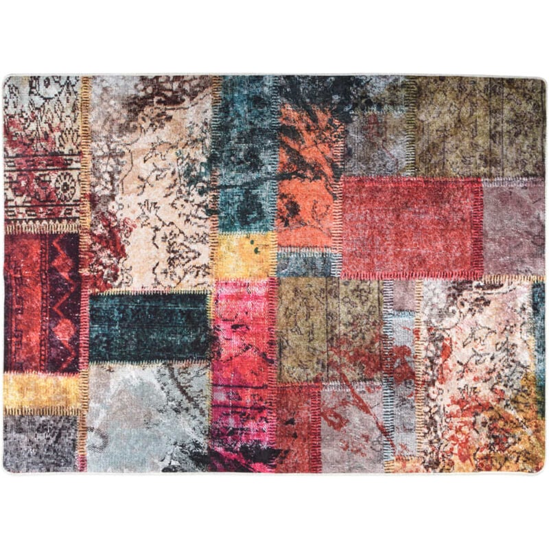 Tappeto Lavabile Patchwork Multicolore 150x230 cm Antiscivolo Vidaxl 73048