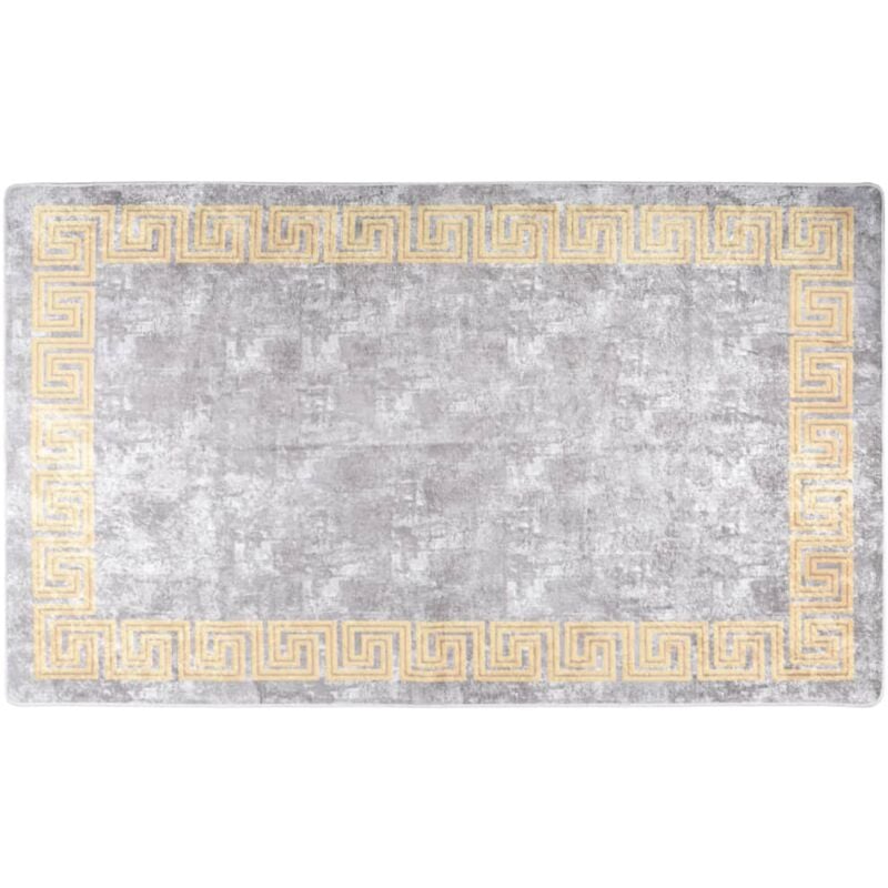 Tappeto Lavabile Grigio e Oro 150x230 cm Antiscivolo - Vidaxl