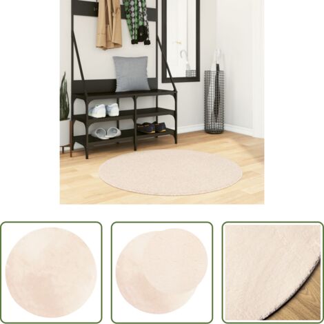 vidaXL Tappeto lavabile -  Tappeto a Pelo Corto HUARTE Morbido e Lavabile Beige Ø 100 cm