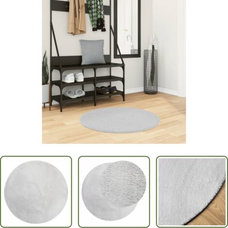 vidaXL Tappeto lavabile -  Tappeto a Pelo Corto HUARTE Morbido e Lavabile Grigio Ø 80 cm