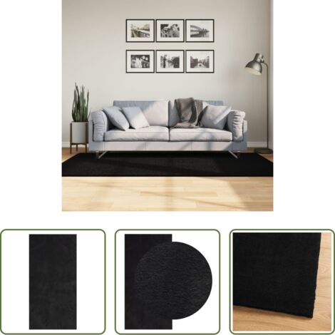 vidaXL Tappeto lavabile -  Tappeto a Pelo Corto HUARTE Morbido e Lavabile Nero 100x200cm