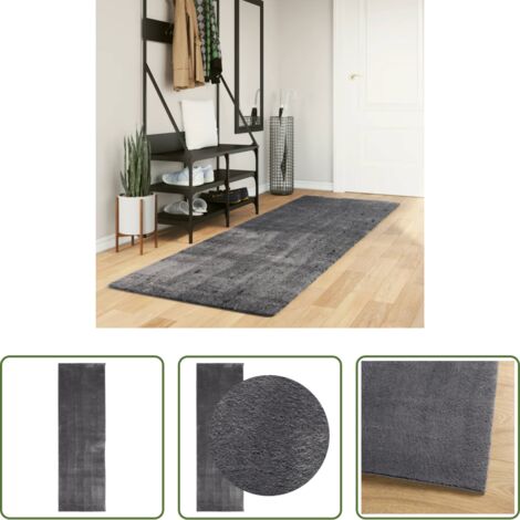 vidaXL Tappeto lavabile - Tappeto a Pelo Corto HUARTE Morbido Lavabile Antracite 80x250cm