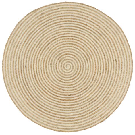vidaXL Tappeto Lavorato a Mano in Juta Design a Spirale Bianco