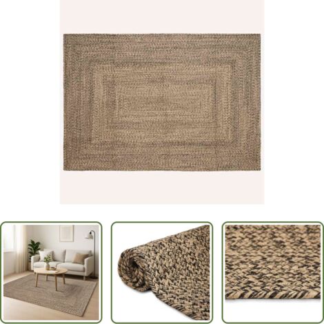vidaXL Tappeto moderno -  Tappeti per area Rettangolare Naturale e Nero 240 x 340 cm Juta