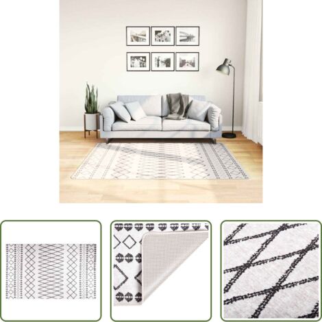 vidaXL Tappeto morbido -  Tappeto Lavabile Nero e Bianco 120x170 cm