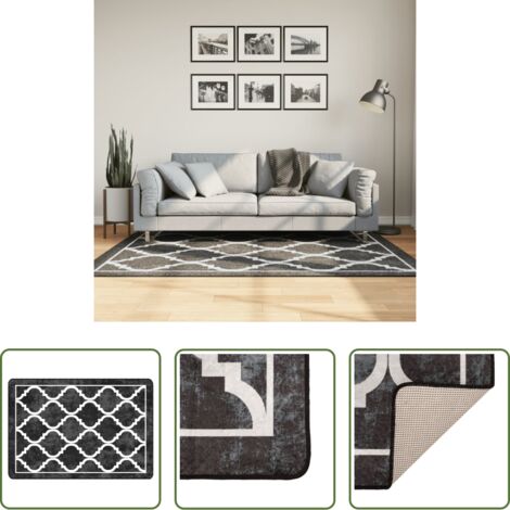 vidaXL Tappeto morbido -  Tappeto Lavabile Nero e Bianco 120x180 cm