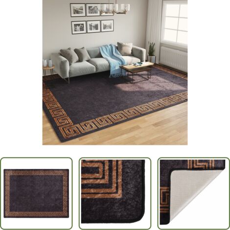 vidaXL Tappeto morbido -  Tappeto Lavabile Nero e Oro 400x300 cm