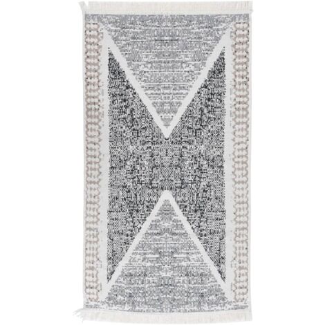 vidaXL Tappeto Nero e Grigio 120x180 cm in Cotone