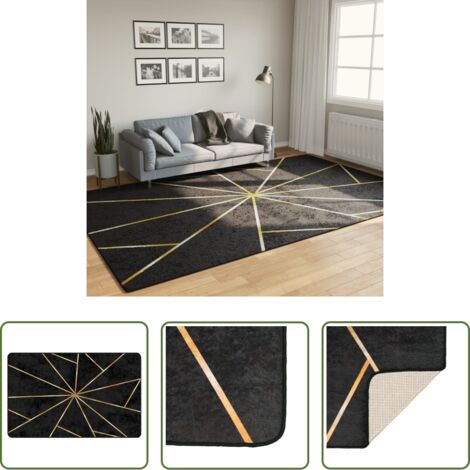 vidaXL Tappeto nero e oro -  Tappeto Lavabile Nero e Oro 190x300 cm